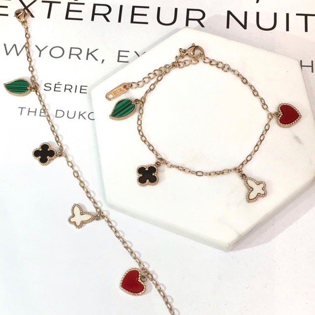 (BISA COD) Gelang Rantai Titanium Lapis Emas 18K LV Termurah