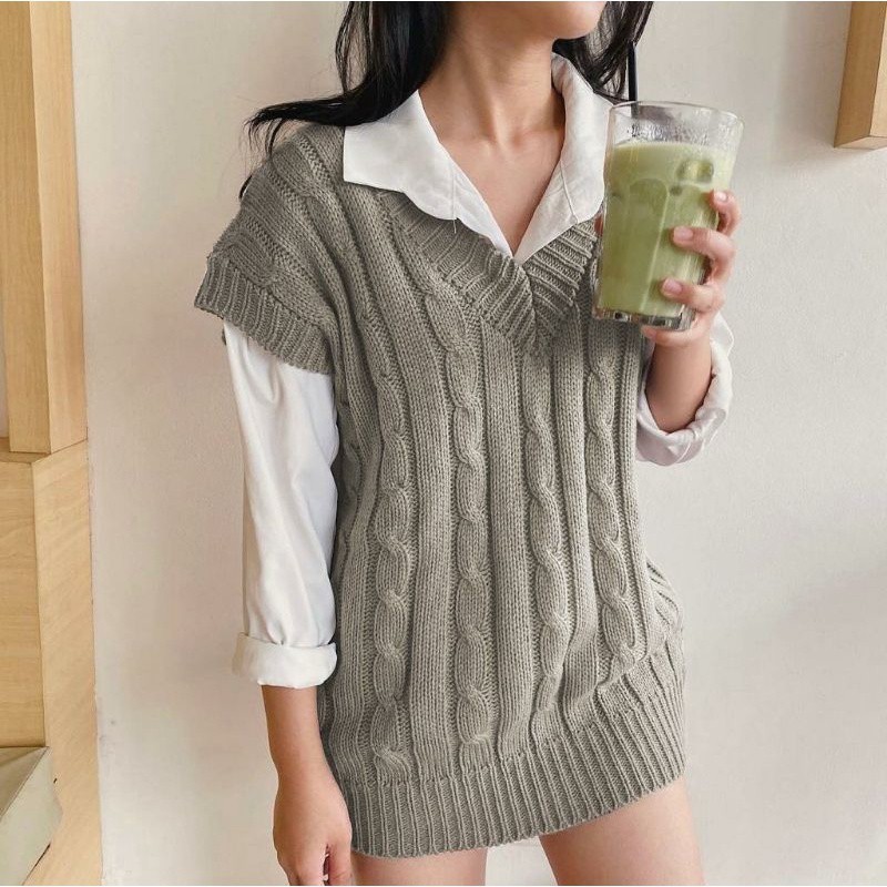 DALMI KNIT VEST / CABLE KNIT VEST / ROMPI RAJUT VEST / HONEY VEST RAJUT PREMIUM ZALIZA