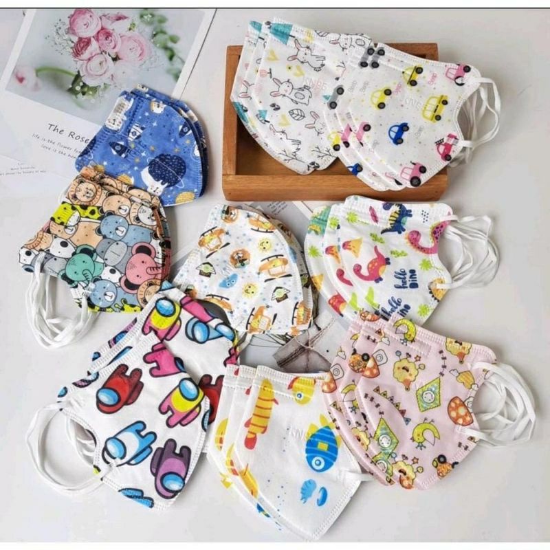 Masker kn95 careion anak motif 5ply karakter 50pcs masker kn95 3D