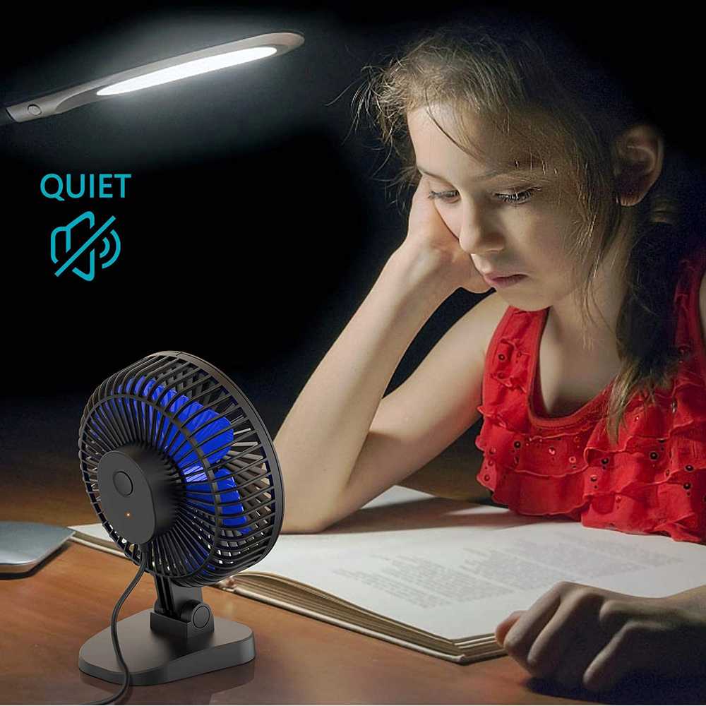 Kecil Tapi Powerful Kipas Angin Meja 3 Kecepatan Mini Portable Electric Fan 4 Inch USB OPOLAR - 7CCF01BL