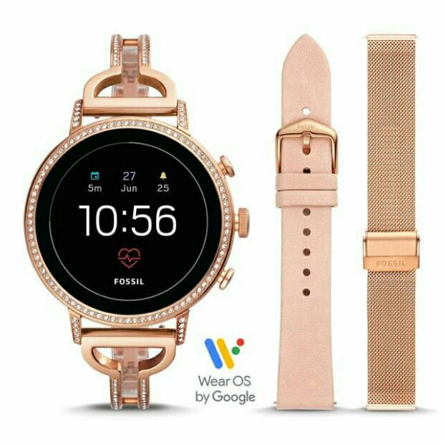 Jam Fossil Gen 4 Venture Rosegold Interchangeable Strap Box Set Smartwatch Original