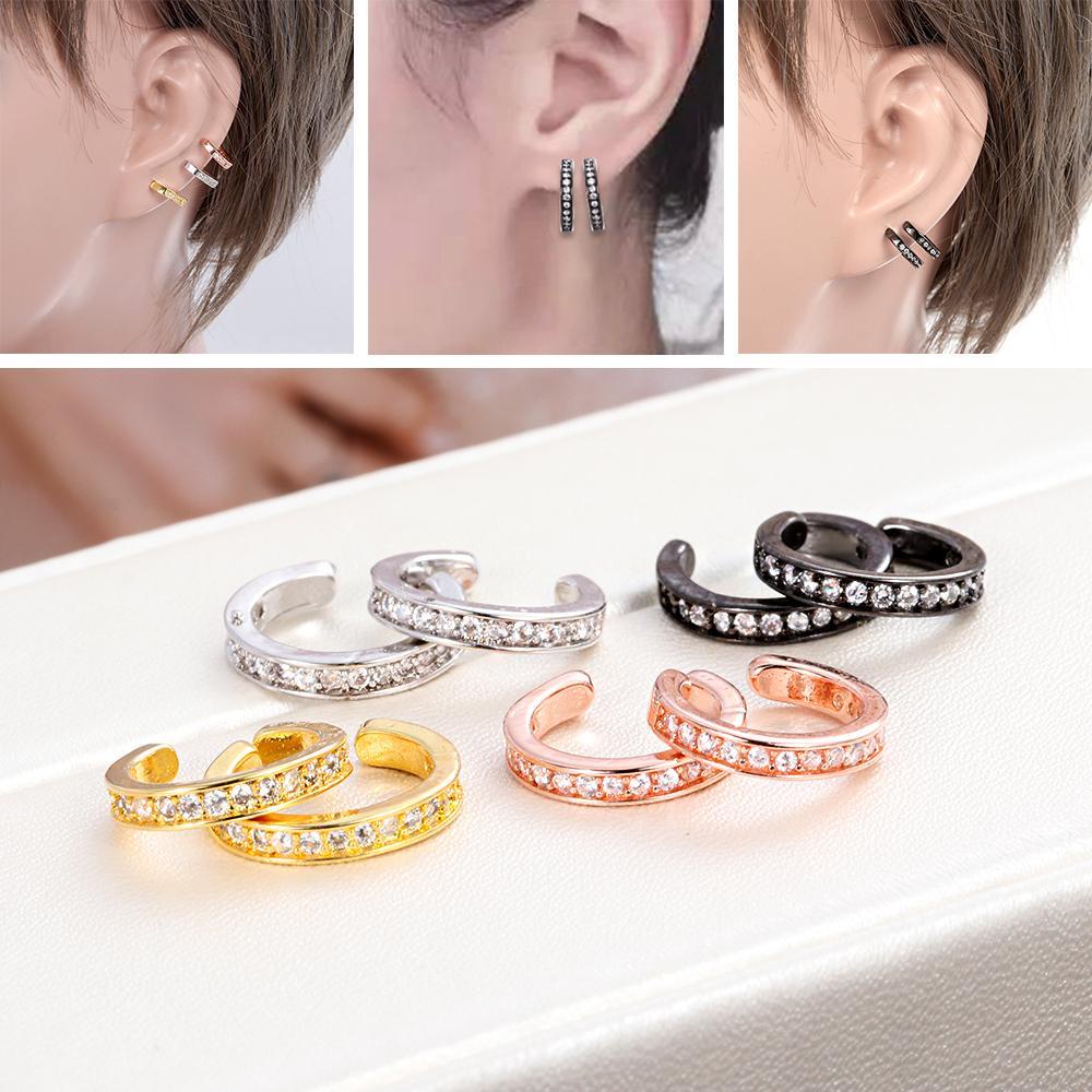 Nanas CZ Cuff Earrings Fashion Hadiah Pesta Dainty Tanpa Tindik Ear Cuff