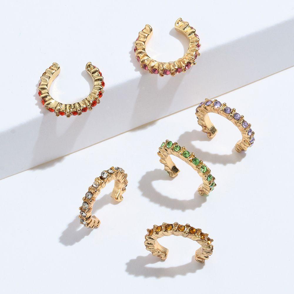 Nanas 6 Pcs/Set CZ Cuff Earrings Fashion Hadiah Perhiasan Tanpa Tindik No Piercing Earrings