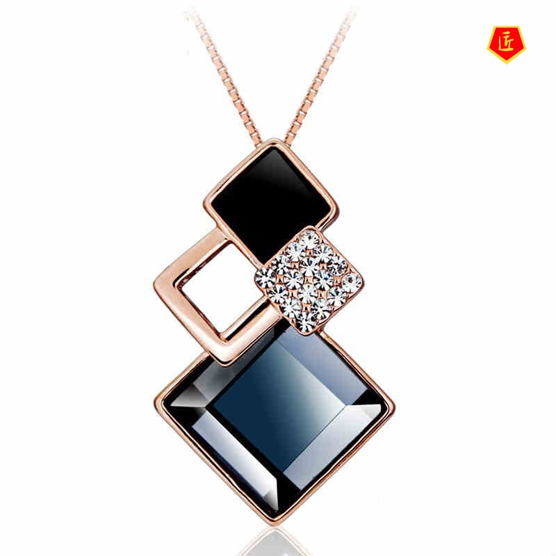 [Ready Stock]Simple Diamond Crystal Necklace for Women Temperament Fashion Trendy Pendant