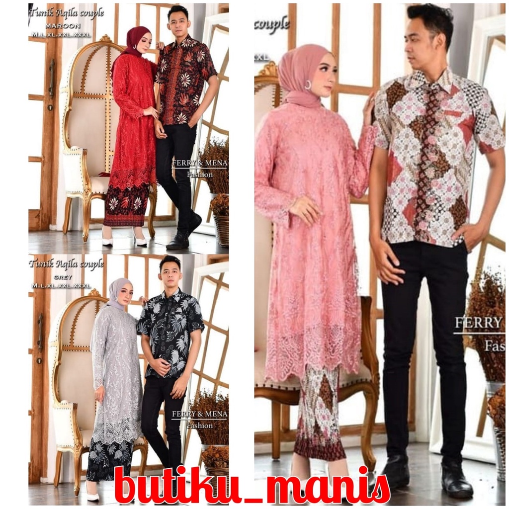 Setelan Couple Tunik Tille Aqila / Setelan Kebaya Couple / Setelan Sarimbit  / Setelan Couple Terbar