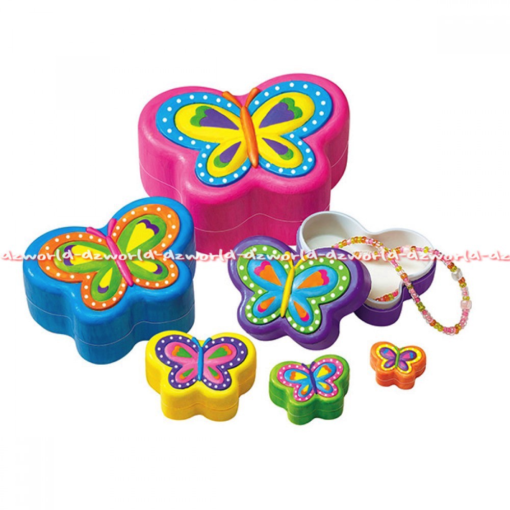 4M Butterfly Nesting Trinket Boxes Menghias Perhiasan kupu-kupu manis lengkap dengan aksesorisnya