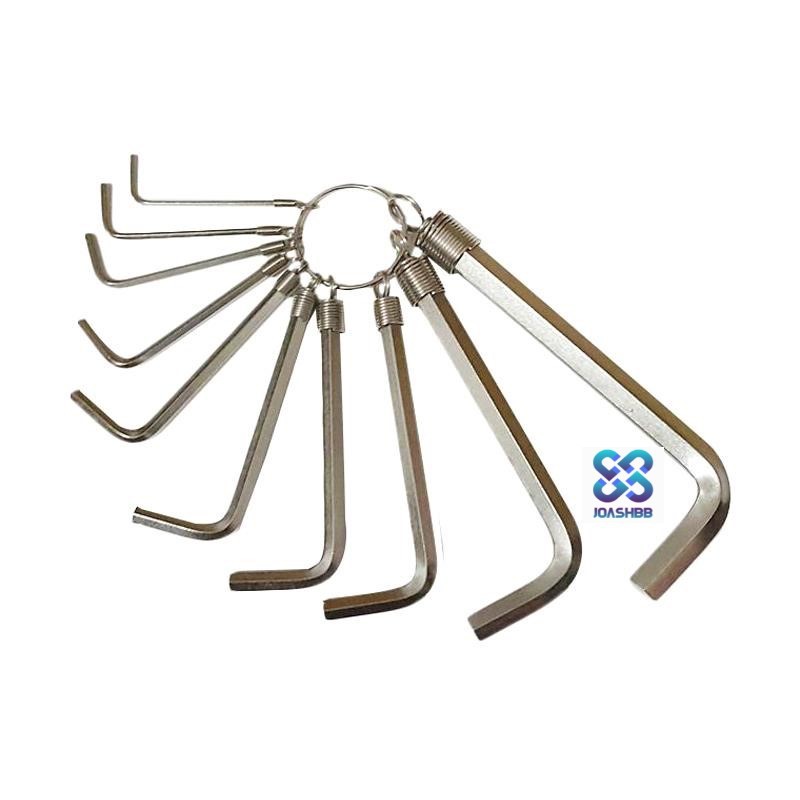 Kunci L Putih / Set Hex Key Ring 10 In 1 Nikel / Tools Wrench