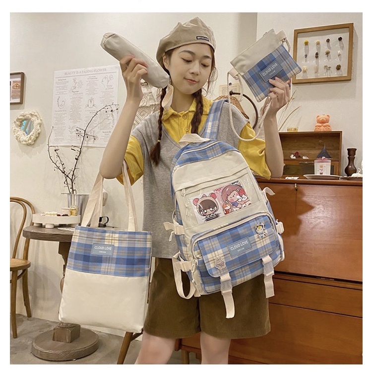 RANSEL ANAK WANITA import Tas Sekolah set 4 in 1 ORIGINAL backpack Perempuan Fashion Korea