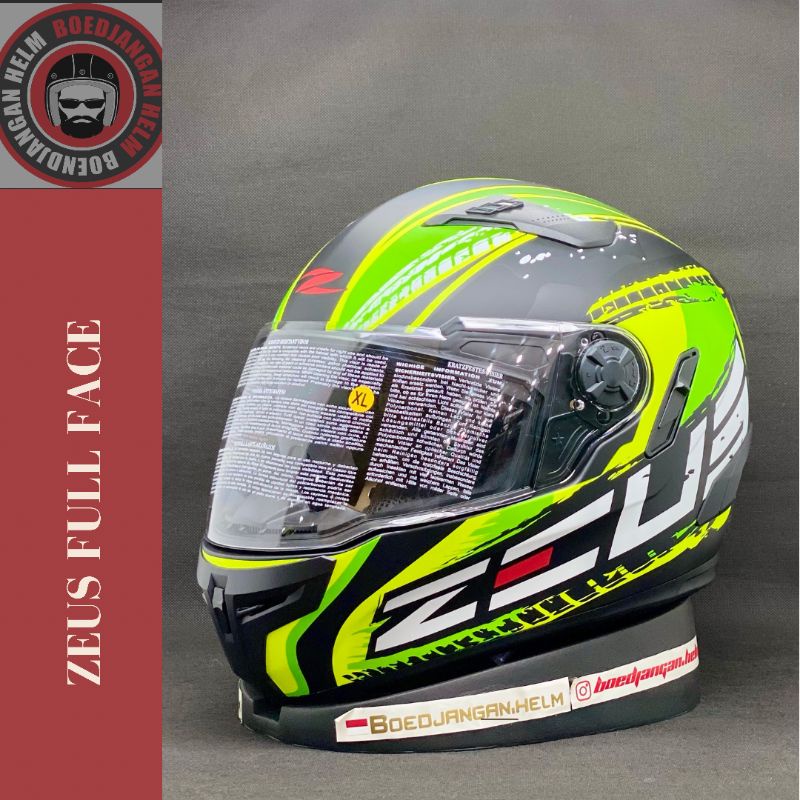 ZEUS HELM ZS813A AN13 BLACK DOFF GREEN - FULL FACE - DOUBLE VISOR