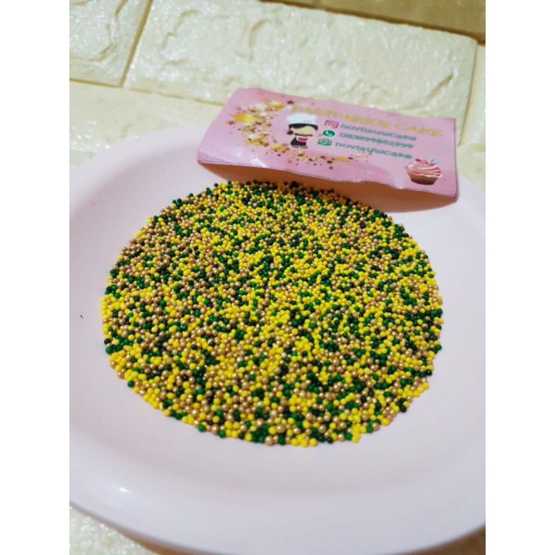 

sprinkle spikel trimit hiasan kue cupcakes idul fitri/lebaran 30gr (mix 3 warna yellow,gold,green)