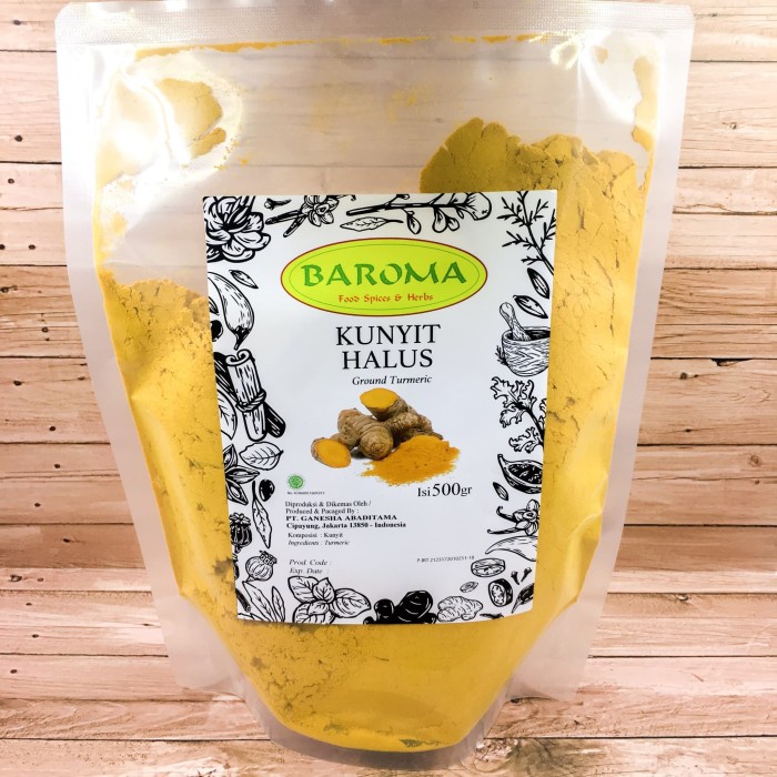 

Kunyit Halus / Turmeric Powder 500gr - Baroma Bumbu Rempah