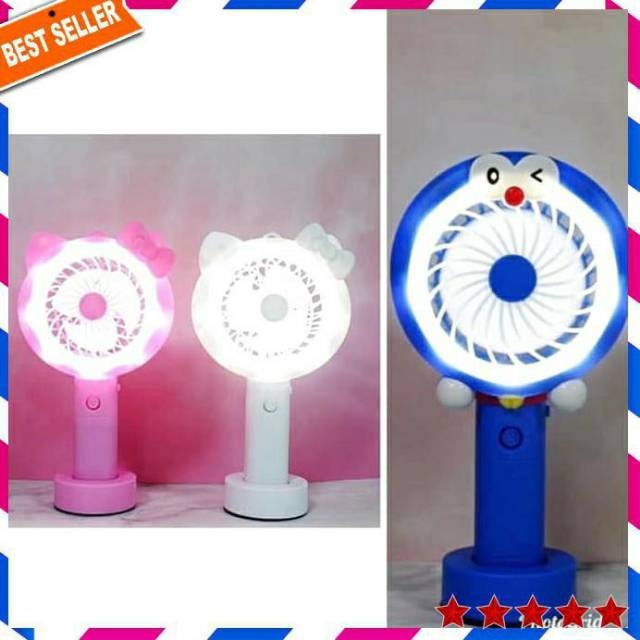 Mini fan / Kipas Angin Mini N9  Portable LED karakter Doraemon dan Hello Kitty