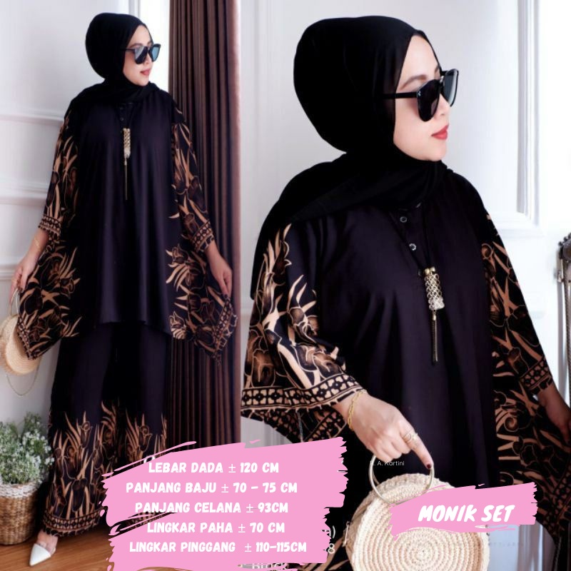 BAJU WANITA SETELAN TIE DIE DYE WAKA JUMBO SINTIA SET BUSUI ONE SET RAYON MOTIF KEKINIAN-MONIK BLACK