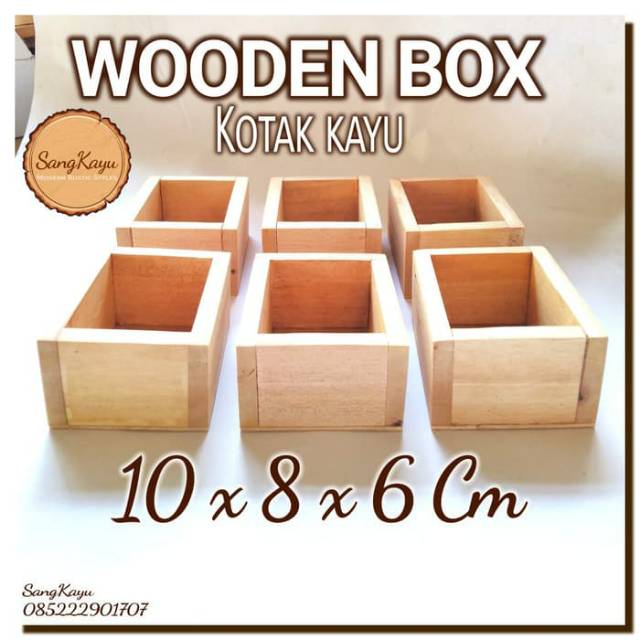 WOODEN BOX STORAGE 10x8x6 cm Kotak kayu tempat penyimpanan serba guna