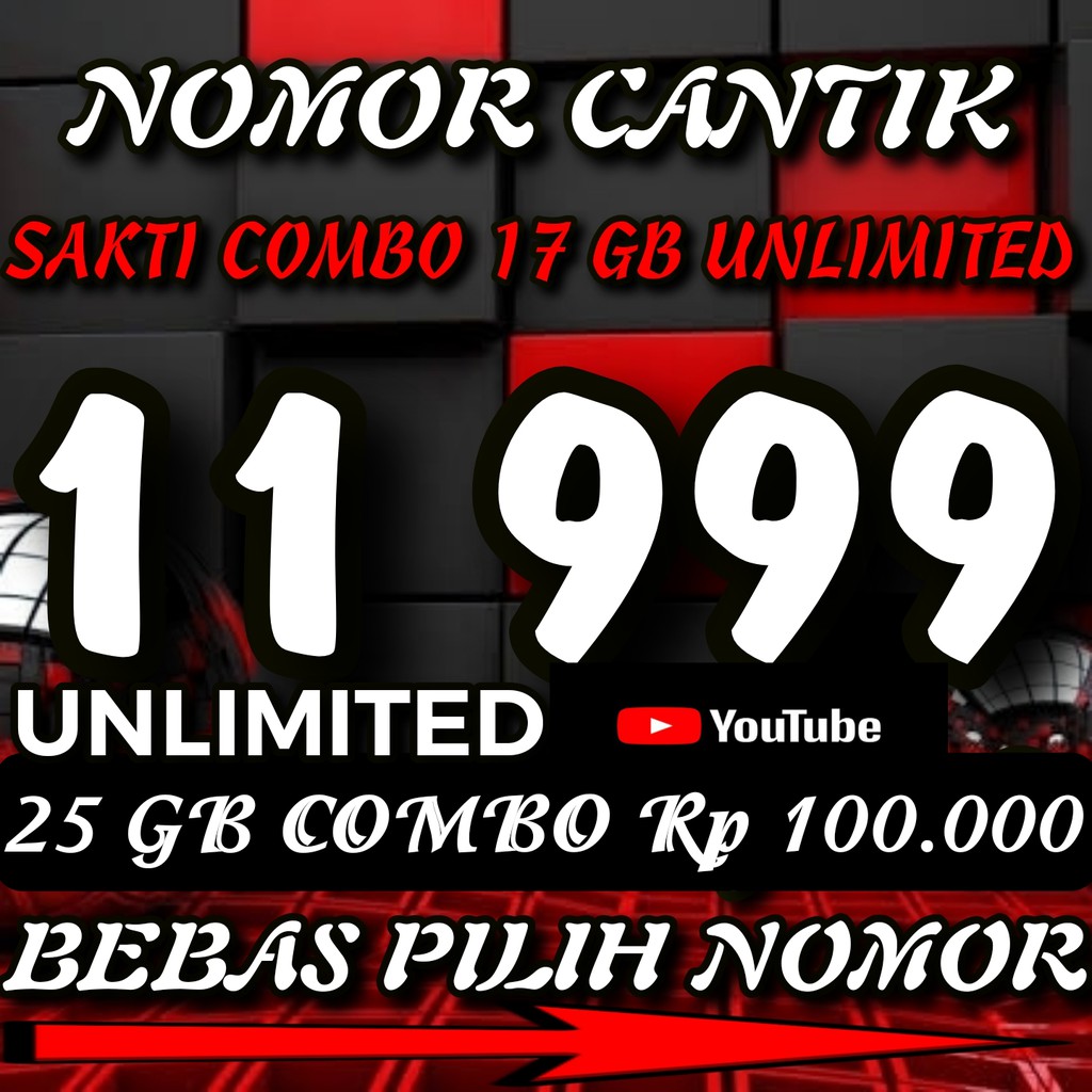 Nomor Cantik Sakti Combo 25 Gb 17 Gb Unlimited Kartu As Triple 9 999