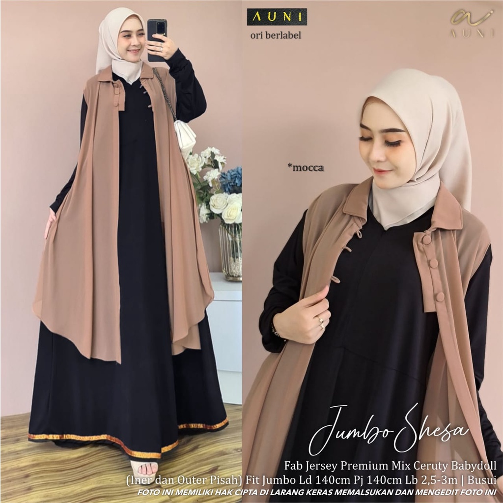 GAMIS JUMBO SHESA LD 140 PJG 140CM ORI AUNI GAMIS JERSEY DAN OUTER CERUTY MAYUNG BUSUI COD FREE ONGK