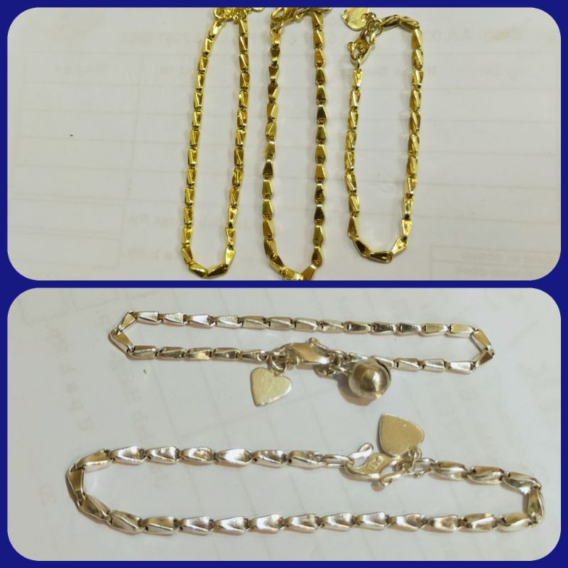 GELANG PERAK ANAK2 MODEL PADI SILVER/GOLD