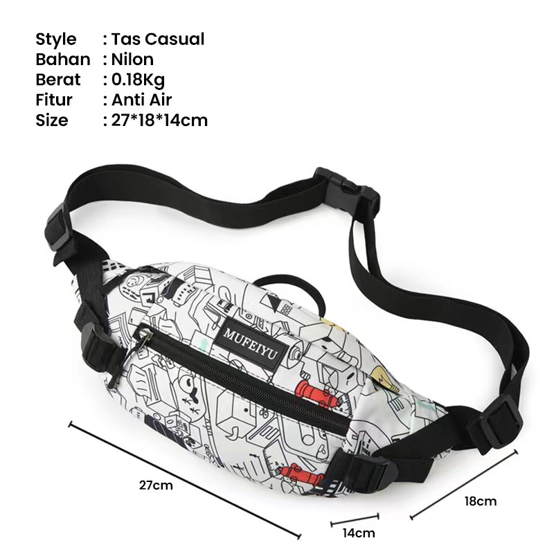 Mainland Tas Pria Tas Pinggang Waterproof Trendy Fashion Kekinian TS224