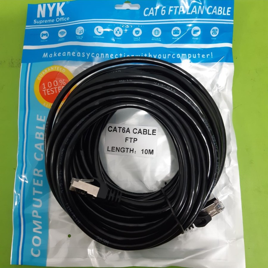 NYK Kabel Lan FTP Cat6a 10 Meter Outdoor - Cable 10m Cat6 - STP Cat 6