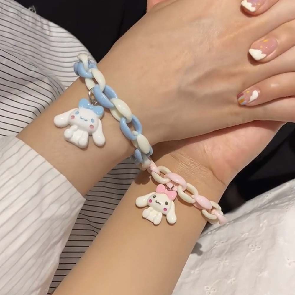 MXBEAUTY Personality Best Friend Bracelets Cute Acrylic Cartoon Bracelet Couples Korean Sweet Girls Big Ear Dog Simple Female Jewelry/Multicolor