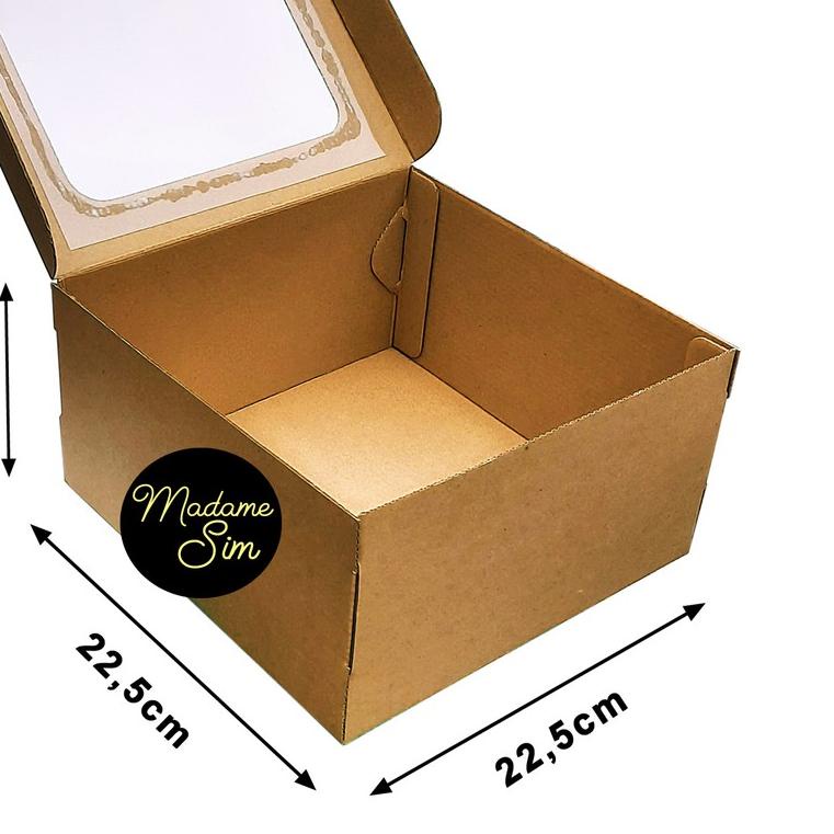 

➪ KOTAK KUE - CAKE BOX 22 x 22 x 12 CM - COKLAT + JENDELA (ISI 10 PCS) ✻