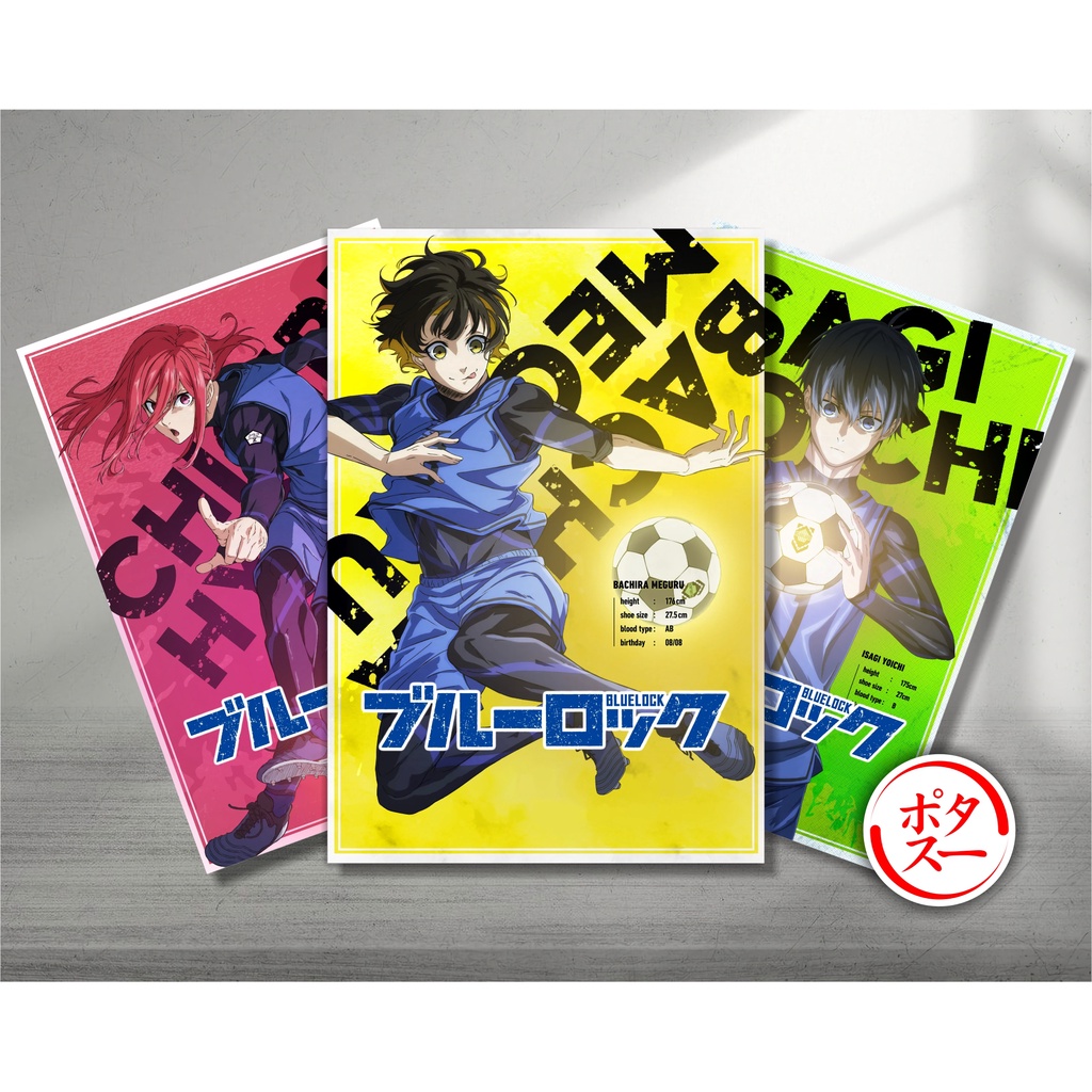 Koleksi Poster A5 Anime Blue Lock - Isagi Bachira Chigiri