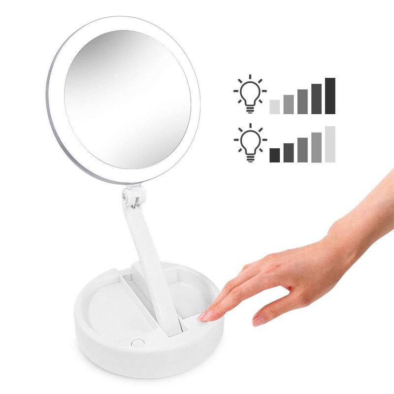Cermin LED 2 Sisi Lipat ( Foldable Mirror LED )