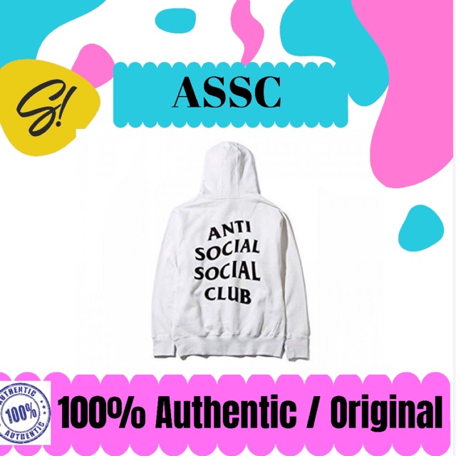Assc Hoodie White Black Assc Authentic