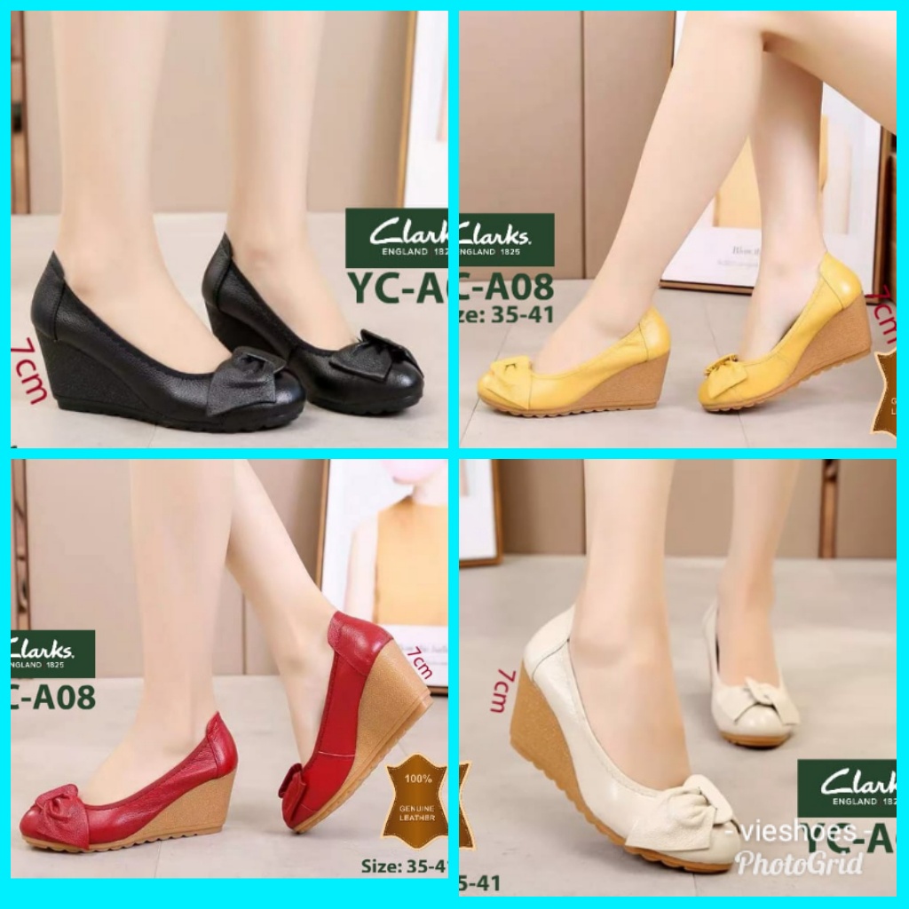 Clarks Wedges 7 cm Genuine Leather Sepatu Wanita