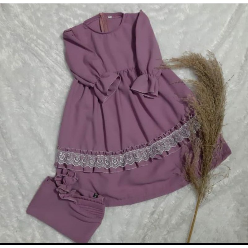 Gamis anak  lavender wolfis premium