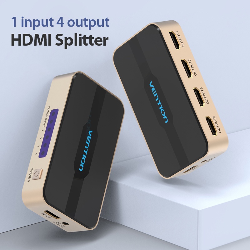 ( Bisa Cod) Vention HDMI Splitter 1 Input 4 Output 3D 4K @30HZ HDMI Proyektor ACC