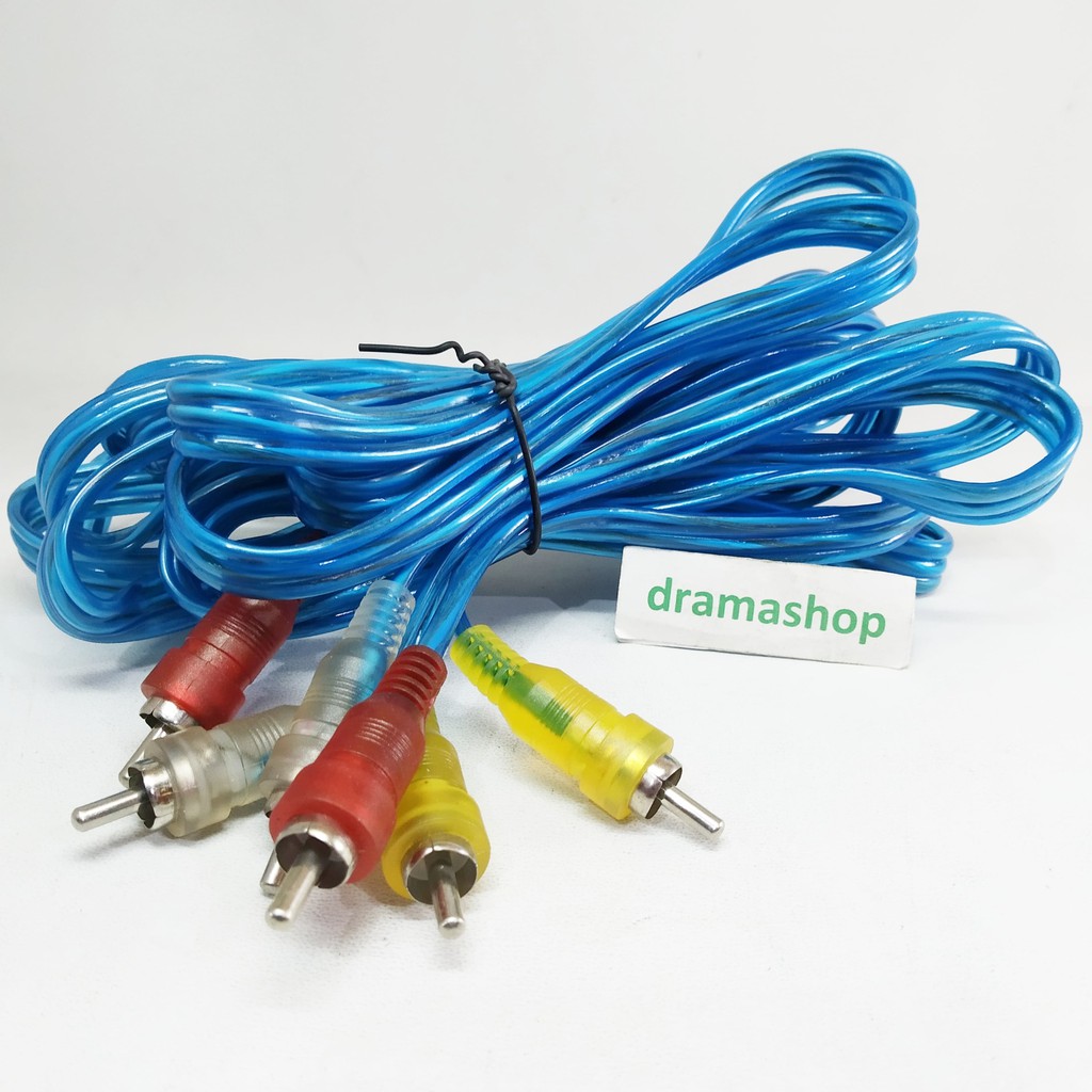 Kabel audio video RCA 3-3 3 - 3 DVD TV transparan panjang DRAMASHOP
