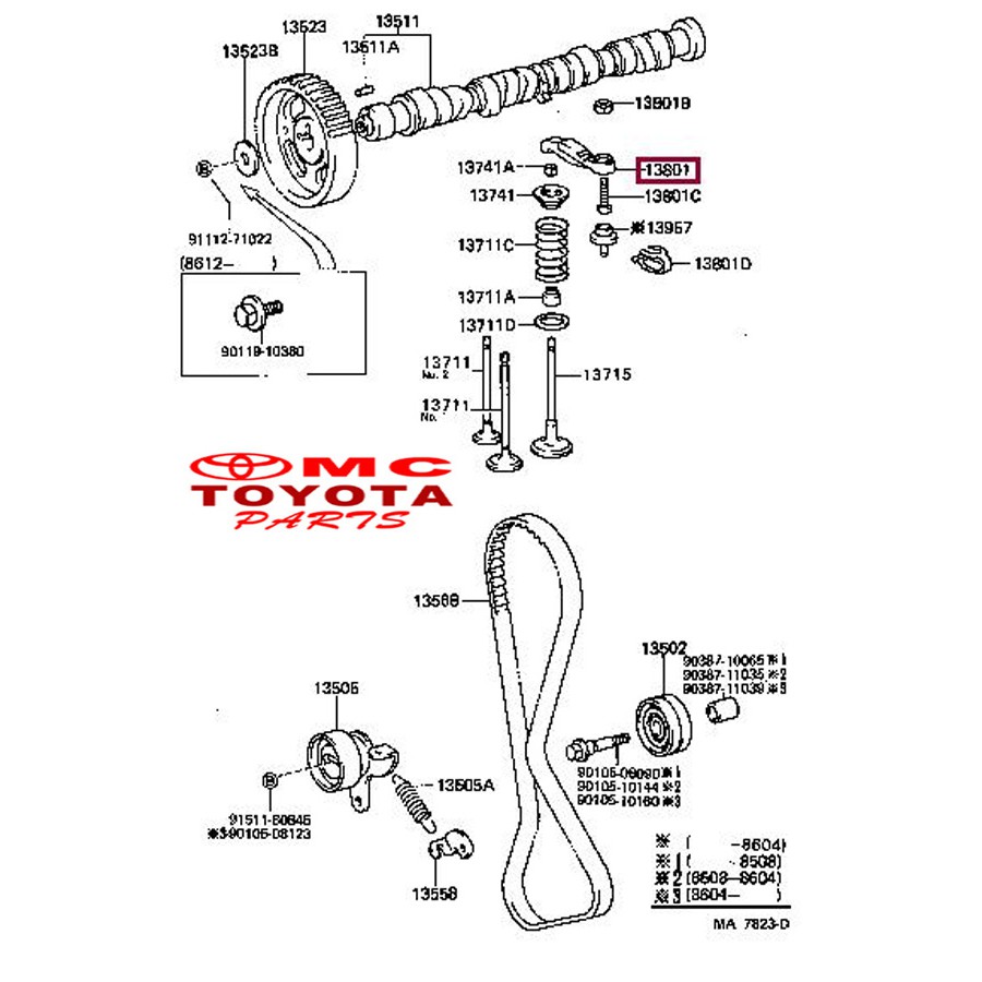 Arm Valve Sub-Assy, Valve Rocker Starlet Tercel Corolla 13811-10021