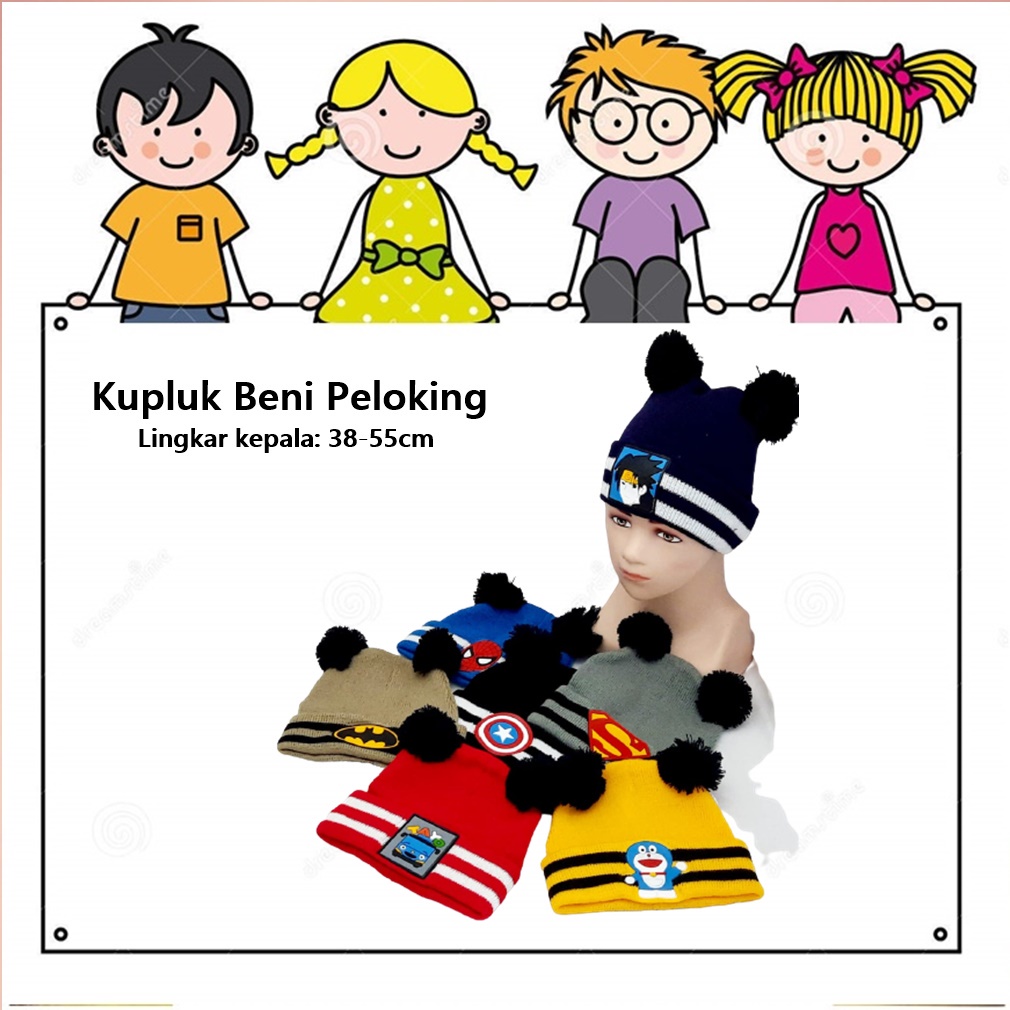 Kupluk Anak/Beanie Hat/Topi Beni Peloking Lingkar 38-55cm