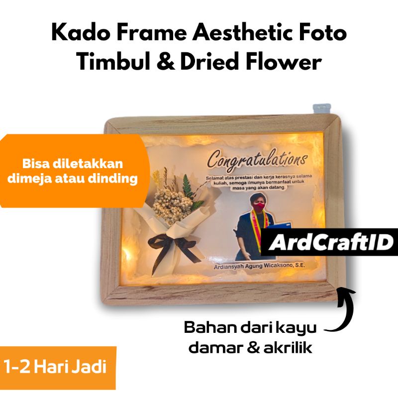 Kado Frame 3D Flower in Frame A4 untuk Wisuda, Ulang Tahun, Anniversary, dll