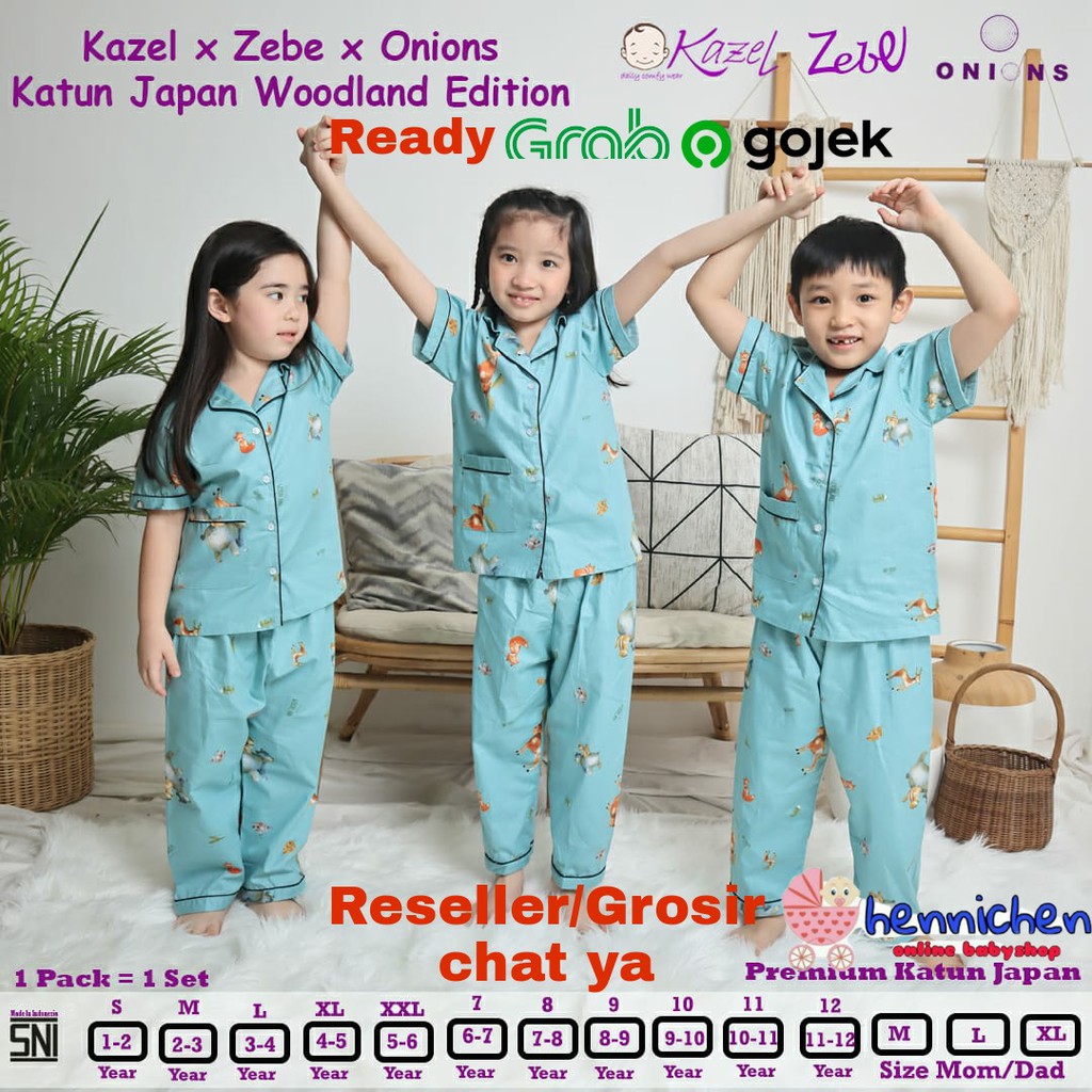 DISKON LAST STOK KAZEL SETELAN PIYAMA KATUN ANAK WOODLAND LUXURY PIYAMA KATUN JEPANG BAJU ANAK / BAJU BAYI 1-5 Tahun