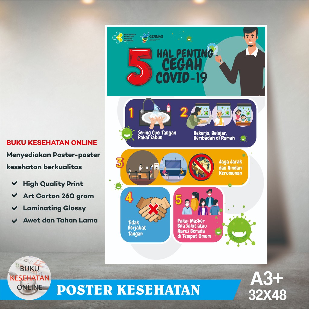 

Poster Kesehatan 5 Hal Penting Cegah COVID 19 - LAMINATING GLOSSY
