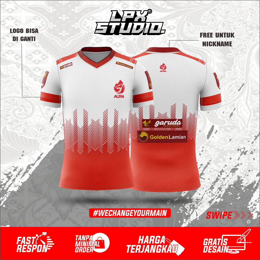 Jersey Kaos Baju Gaming Aura Fire New , Free Fire,Pubg,Mlbb,Free Name Set