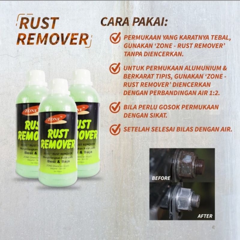 Rust remover penghilang karat besi stainlees baja membandel