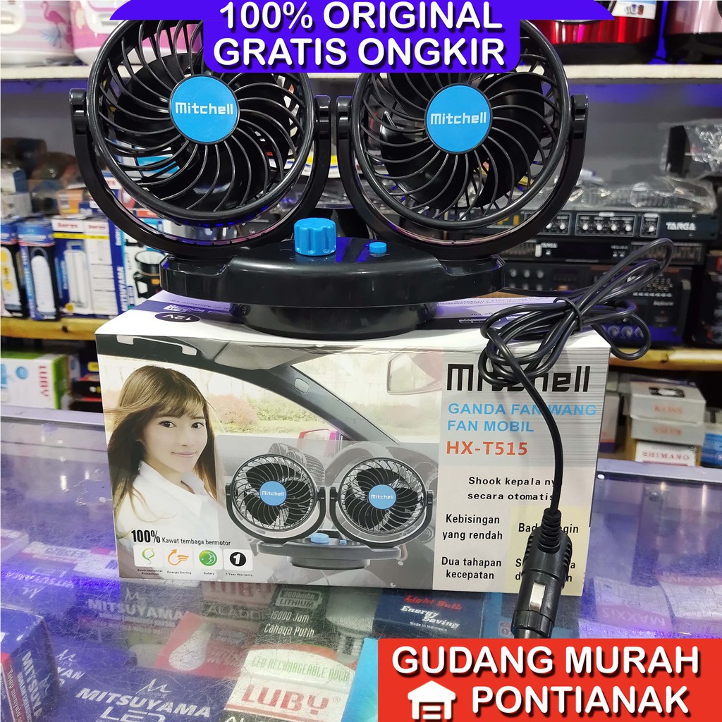 Kipas Angin Mobil SWING BISA GELENG UKURAN JUMBO 5 in HX-T515 /516 pendingin DC 12 / 24Volt Mitchell