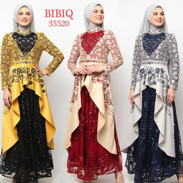Bibiq 35520 Bibiq Fashion Wanita Maxidress Baju Gamis Pesta Terbaru Gamis Brukat Baju Kondangan