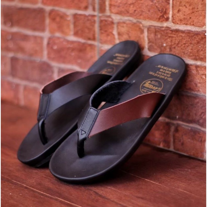 BELI 2 ONGKIR 1! SANDAL JEPIT FULL KULIT ASLI CEVANY 05 JAVIT BLACK BROWN ORIGINAL