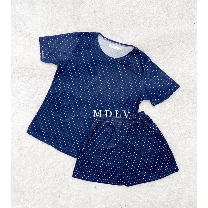 MDLV ~ Baju tidur Set Star Small HP Navy Baju Tidur Dewasa Fashion Import