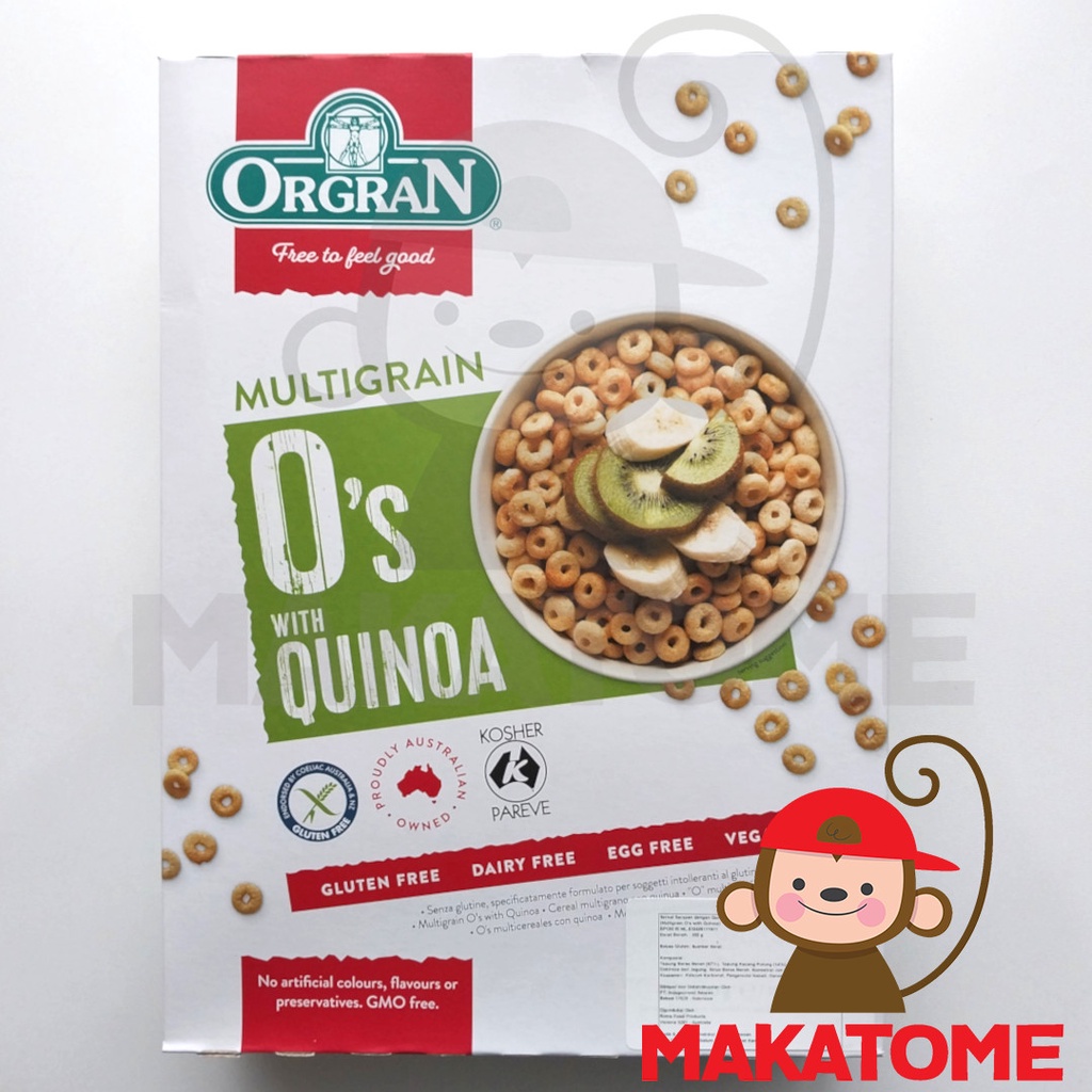 

Orgran Multigrain Breakfast O's With Quinoa 300gr Gluten free O cereal sereal egg wheat dairy