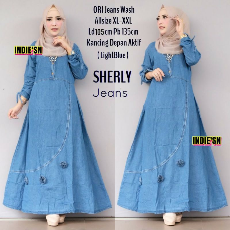 Baju Gamis Jeans Jins Levis Murah // Gamis Jumbo Wanita Jeans Denim Original HQ