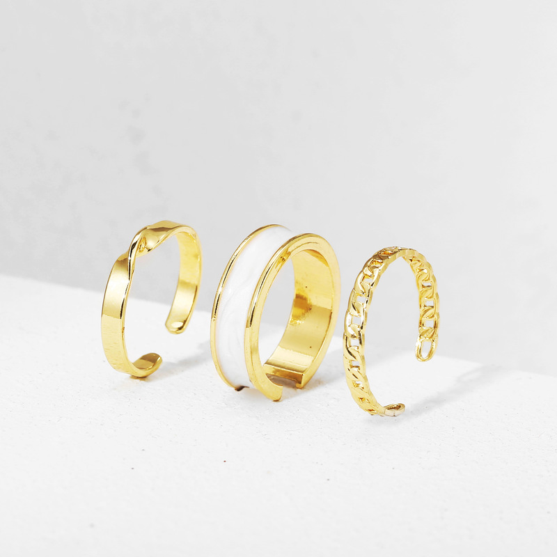 [Fashion Simple Three-piece Set dripping oil Rings For Women ] [Elegant Ladies Smooth Finger Ring] [Lovely Jewelry Gifts For Friends]