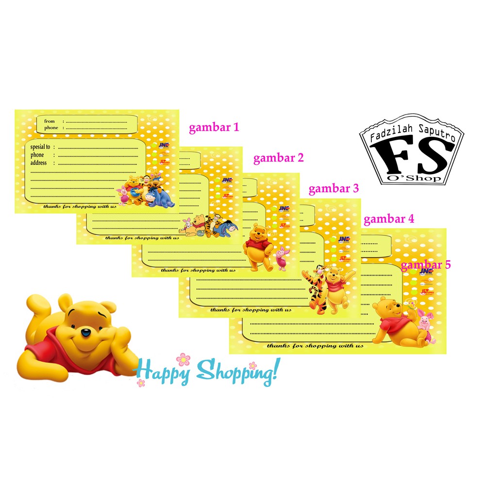 

sticker pengiriman - label pengiriman dropship winnie the pooh