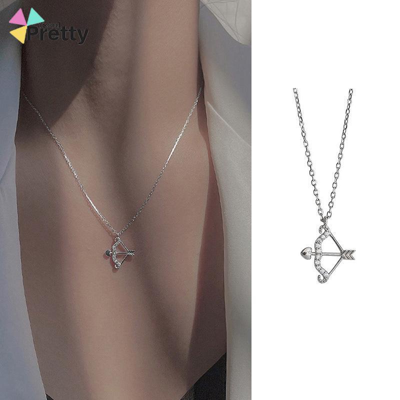 Eros Cupid's Arrow Flash Berlian Klavikula Rantai Liontin Temperamen Cahaya Mewah Busur Panah Kalung - PD