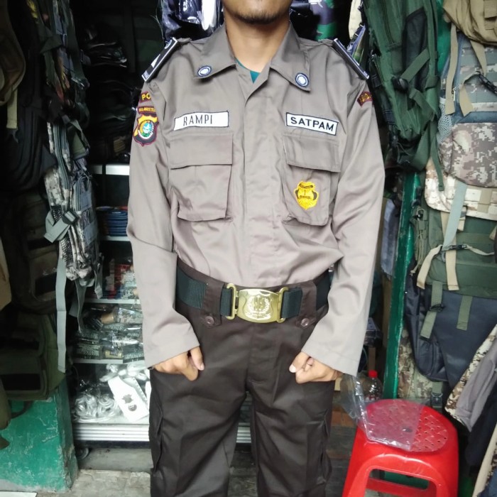 Termurah Seragam Satpam Coklat Baru/Seragam PDL Satpam, Security Coklat Polisi di Shopee