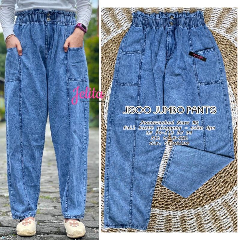 jisoo jumbo pants celana jeans by jelita